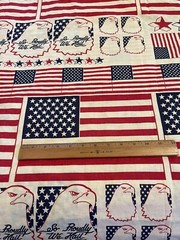 Vintage Patriotic Eagle Flag Fabric So proudly we hail 4th of July by the yard