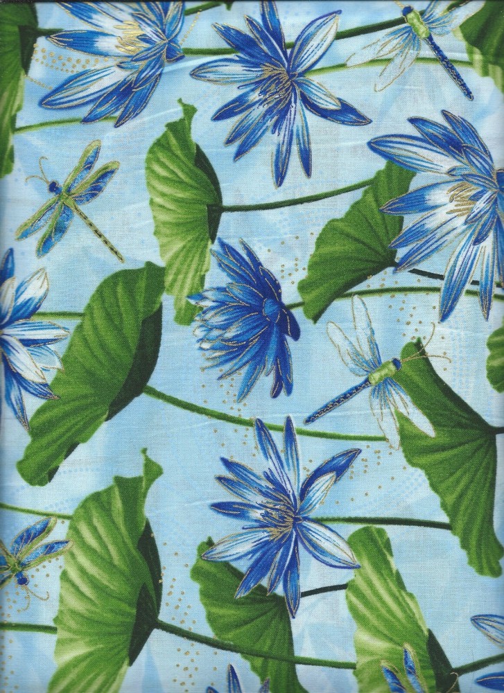 “Dragonfly Dance”, Waterlily Pool, Light Blue, Kanvas Studio, Quilt Fabric BTY