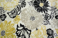 2015 Original Screenprint Richloom Upholstery Fabric 5 2/3 Yd Black Gold Floral