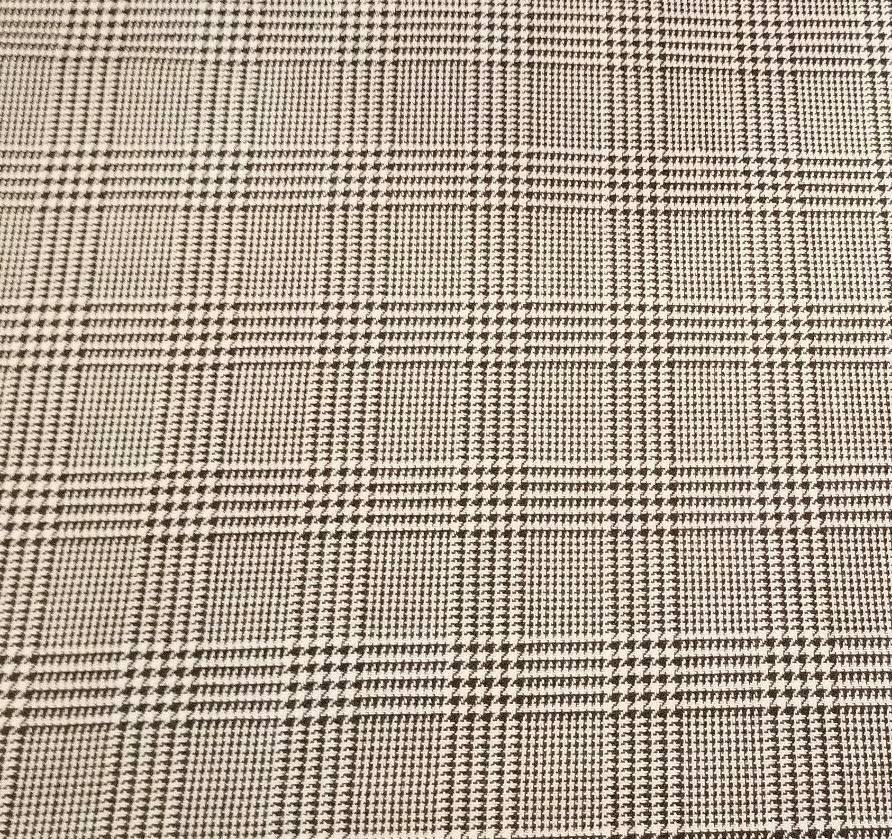 Brown and Cream Glen Plaid Double-Faced Wool Heavy Suiting