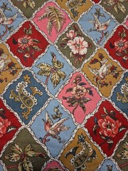 Vtg 2001 Classic Cottons Cotton Fabric Floral Paisley Birds Diamond 4yd 20″ x 42