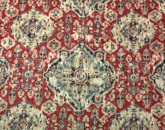 COVINGTON MASSIMO MOROCCAN RED LARGE IKAT MEDALLION LINEN FABRIC BY YARD 55″W