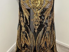 Black Gold 4way stretch sequin Lace fabric 50” Width Sold By The Yard