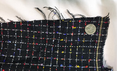 Thick Woven Black Fabric Windowpane Grid Small Raised Colored Dots 2 Yards x56″
