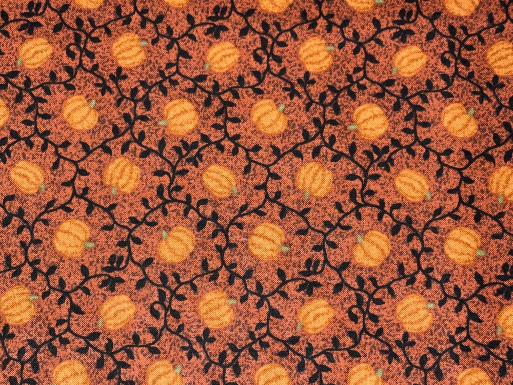 1/2 Yd Camp Thimbleberries Treats No Tricks RJR Cotton Fabric Pumpkins Vines