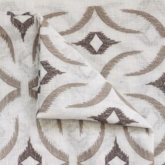 Geometric Sheer Curtain Fabric By The Yard, Linen Look Curtain Fabric Upholstery