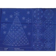 Patchwork Sewing Fabric Sashiko Christmas Navy Panel 60x137cm