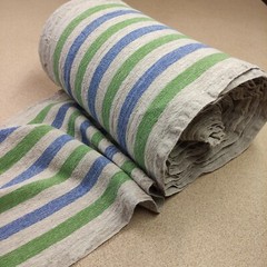 100% linen fabric – heavy french belgium flax dense – striped sack weave linen