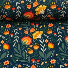 1M X 1.50M French Terry Fields Of Joy Digital Print Dark Blue Swafing Flowers