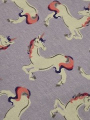 Cotton Knit Fabric. Unicorns on Purple. 1 yd 22″ x 58″