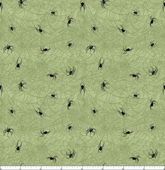 Lumin/White Owl – Dark Academia – Spiders – Sage, Fabric BTY
