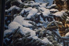 Winter Vigil Great Horned Owl Fabric Panel Cotton 36 inches X 45 inches