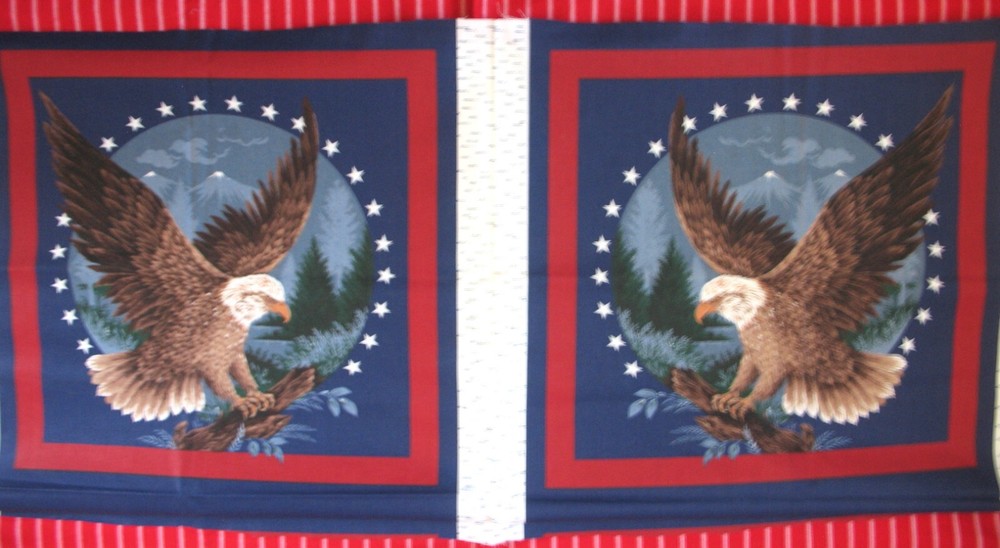 Wamsutta EAGLE 2 square pillow top FABRIC PANEL 2 mirror imanges 16″ 18 x 45″