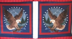 Wamsutta EAGLE 2 square pillow top FABRIC PANEL 2 mirror imanges 16″ 18 x 45″
