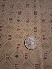 Geometric Design Beige Red Cotton Polyester Blend Fabric 96″ X 42″
