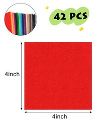 42 Pack Felt Fabric Sheet, 4×4 Inch Nonwoven Fabric Squares – Firm Craft Felt