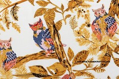Indian Owl Bird Floral Handmade Cotton Fabric Natural Sanganeri Printed By Yard