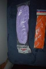 Vtg Super Tex Jumbo Loopy Chenille Lavander 3 Yrds No 903/072 & Orange Holidey