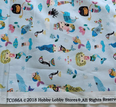 Hobby Lobby Cotton Fabric Mermaid Dolphin Unicorn on Light Blue 45″W x 1⅓ Yds