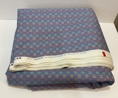 12 yds x 55″ Lee Jofa Akwete Canvas Cotton Fabric Geometric Gray/ Blue Print