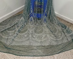 Silver Green Beaded Sequins Embroidery Lace Fabric 50” Width SOLD BY THE YARD