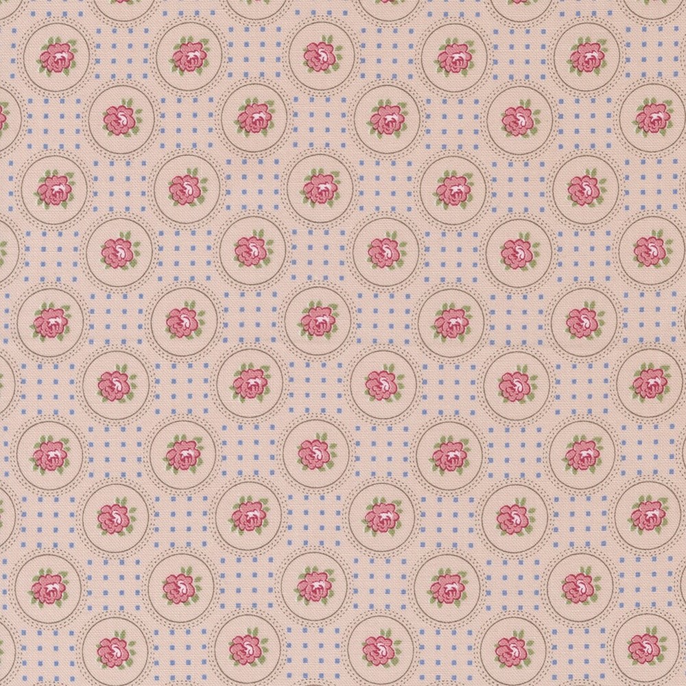 Sweet Liberty Circle Rose Blender Bloom Pink by Brenda Riddle for Moda 1/2 Yard