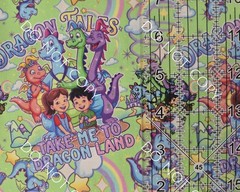 Custom Cotton Woven Fabric Kids Tv Show Dragon Tales Green By The 1/4 Yard 9×56