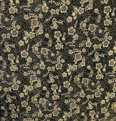 Jo-ann Black Beige Filigree Floral Fabric Cotton Quilting Cottagecore 2.8 yd