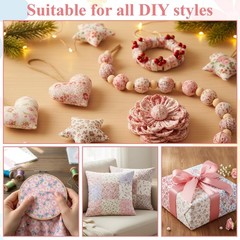 10 x 10 Inches Pink Floral Cotton Fabric Precut Quilting Patchwork for DIY Craft