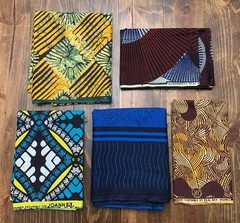 Lot Of 5 African Fabric Bundle Yard Remnant Scrap Wax Kenya 6+ Yards