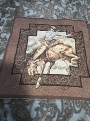 Rawhide western cowboys rodeo pillow panel fabric 2 Pieces