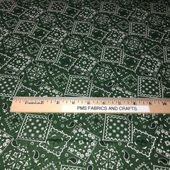 Hunter Green – Blazin’ Bandana 100% cotton fabric by the yard 36 x 44 – Hunter