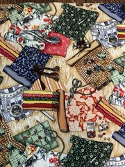 Quilt RJR Fabric 2003 Buttons Pins Scissor 18×22 in 100% COTTON QUILT FABRIC