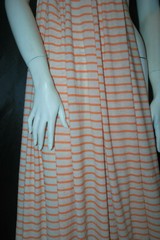 Linen Cotton Rayon Knit Jersey fabric 3/16″ Orange 1/2″ Natural Oatmeal Stripes
