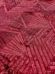 Thea BURGUNDY Geometric Sequins Diamond & Stripes on Mesh Lace Fabric by the Ya