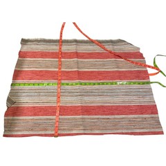 2pc Red Striped Woven Fabric Remnant Upholstery Scraps Crafting Boho Rustic DIY