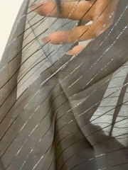 Black Sheer Metallic Pinstripe Fabric 2 Yards x 55” Wide Lightweight Shimmer