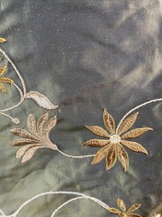 100% SILK TAFFETA EMBROIDERED SILK DRAPERY UPHOLSTERY FABRIC Green – Sold Per Yd