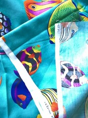 Turquoise Larger Fish Print Cotton Fabric 45” wide. Suitable for quilting.