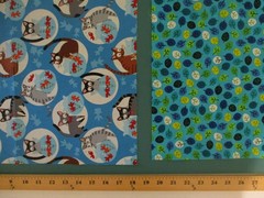 Cotton Quilt Lot of 2 FQs, Cats and Goldfish Bowls Leaves Novelty Prints