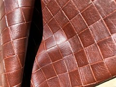 Fabric Upholstery Sample Faux Leather PVC 18″x18″ Woven Pattern Redwood Brown
