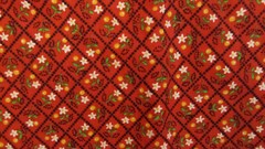 Cotton Fabric Tiny CALICO flowers WhiteYellow on Red Checkerboard 1yd 34x 44