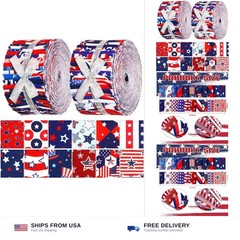 Hosuly 40 Pcs Patriotic Fabric Red White and Blue Jelly Fabric 4th of July Am…