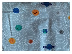 Happy Planets Scrap 9″x 21”, Cotton Fabric, Fat Eights, galaxy, space, faces