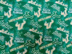 UNIVERSITY of SOUTH FLORDIA “BULLS” NEW ALL SPORT DESIGN 1/2 YARD 100% COTTON