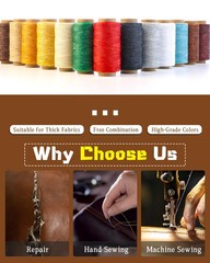 DIUDUS 218 Yards Waxed Thread, Leather Sewing Thread with Heavy Black