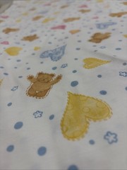 cotton fabric fleece Bear & Hearts Cutouts Blue Polka Dots 56L x 62W Nursery