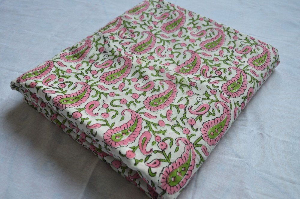 Hand Block Paisley Print 100%Cotton 10 Yard Fabric NO TARRIF CHARGES 100%✅ZK_161