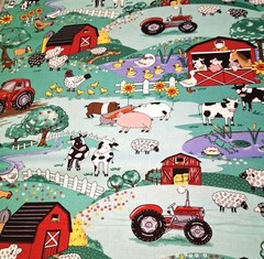 COUNTRY FARM SCENE – ANIMALS – BTY – COTTON QUILTING BACKING FABRIC NOVELTY