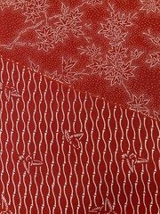 Vintage RA41 Japanese kimono silk fabric/ red & white, Edo Komon small pattern